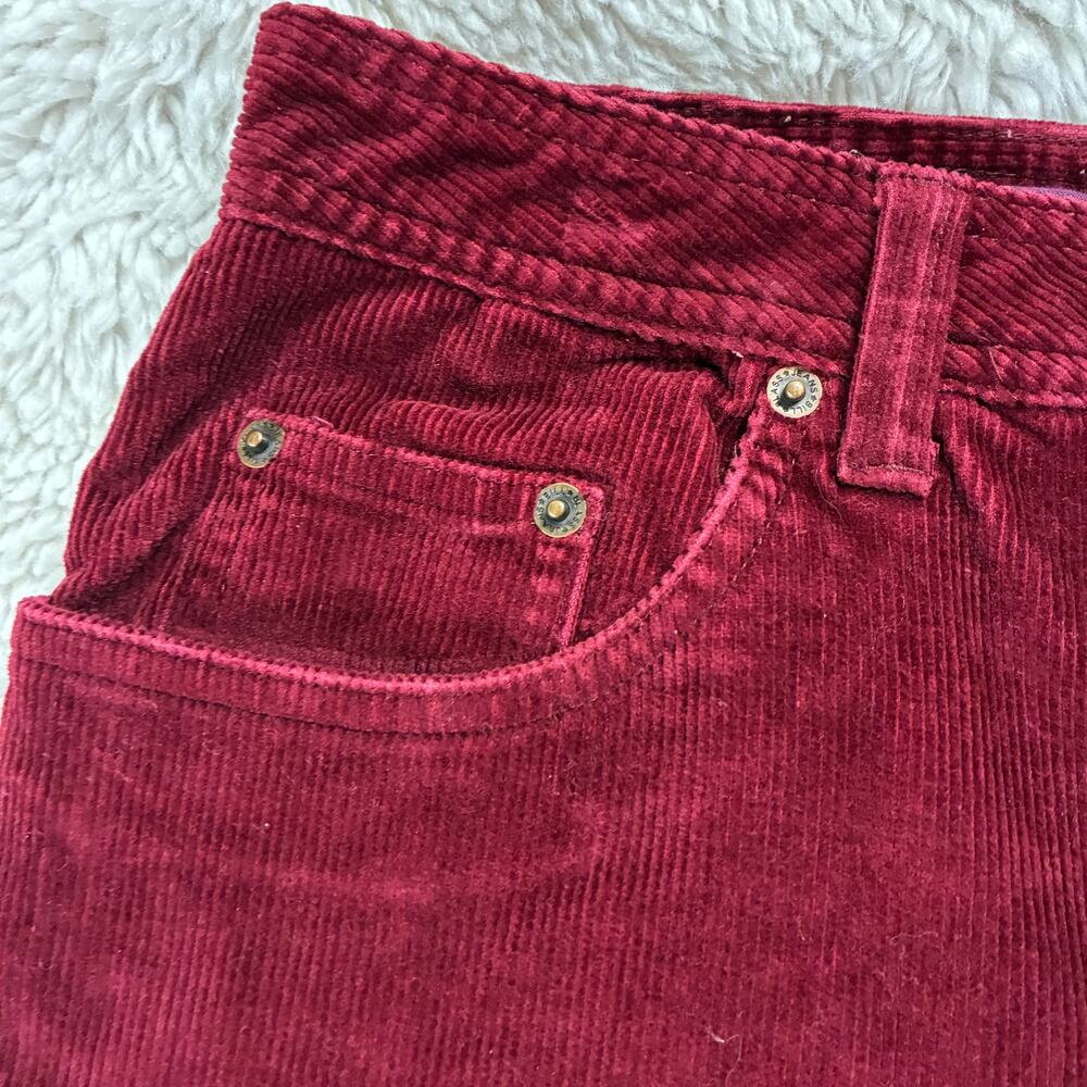 Bill Blass Pants Womens Actual 30 Burgundy Stretch Corduroy High Rise Straight - Picture 6 of 11